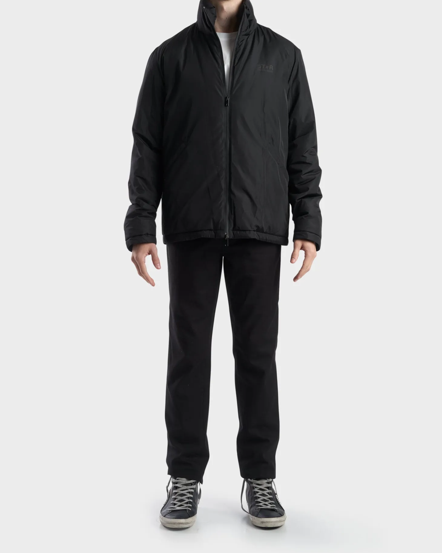 Black Padded Logo Print Jacket
