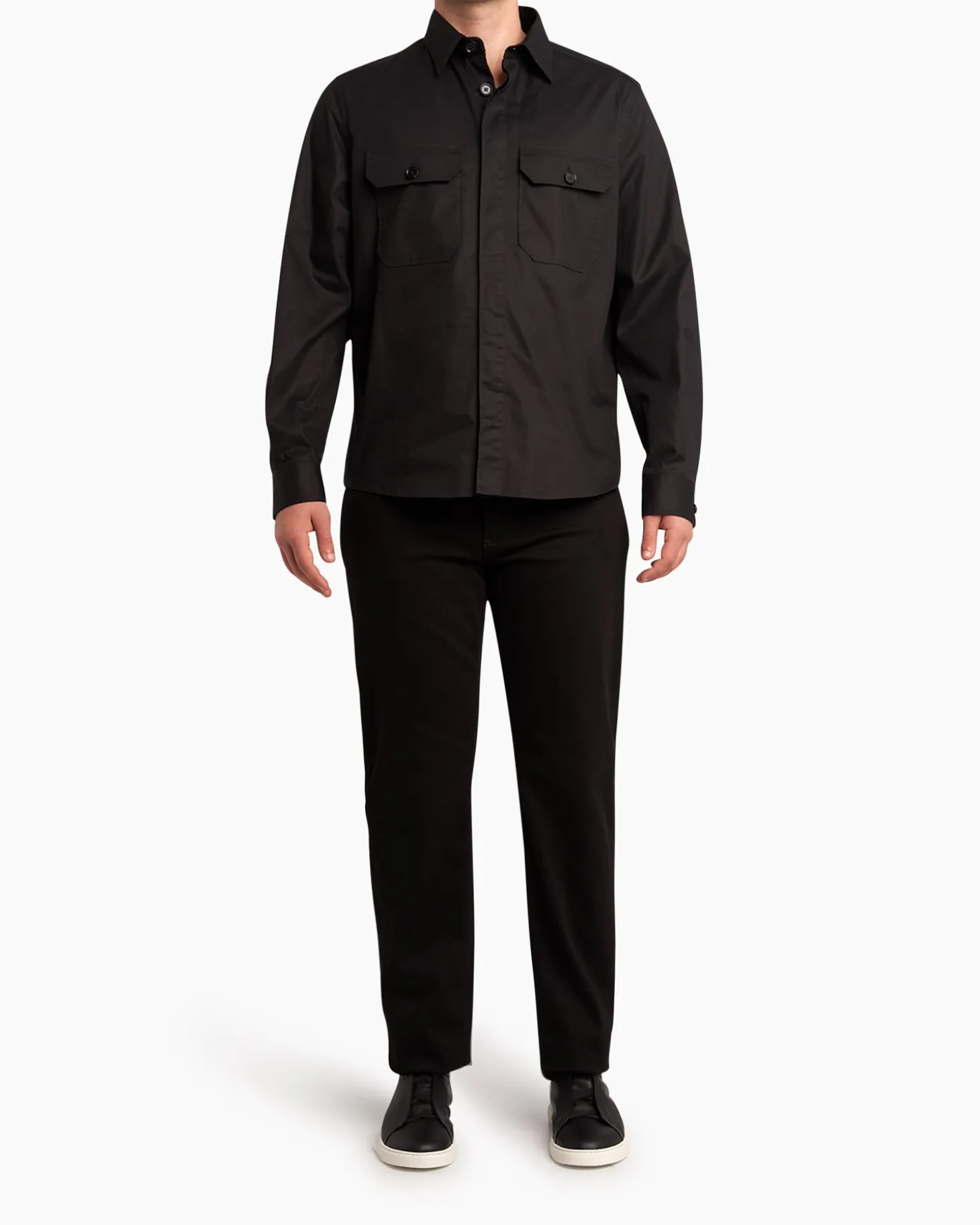 Black Rinse-Washed Cotton Roccia Jeans