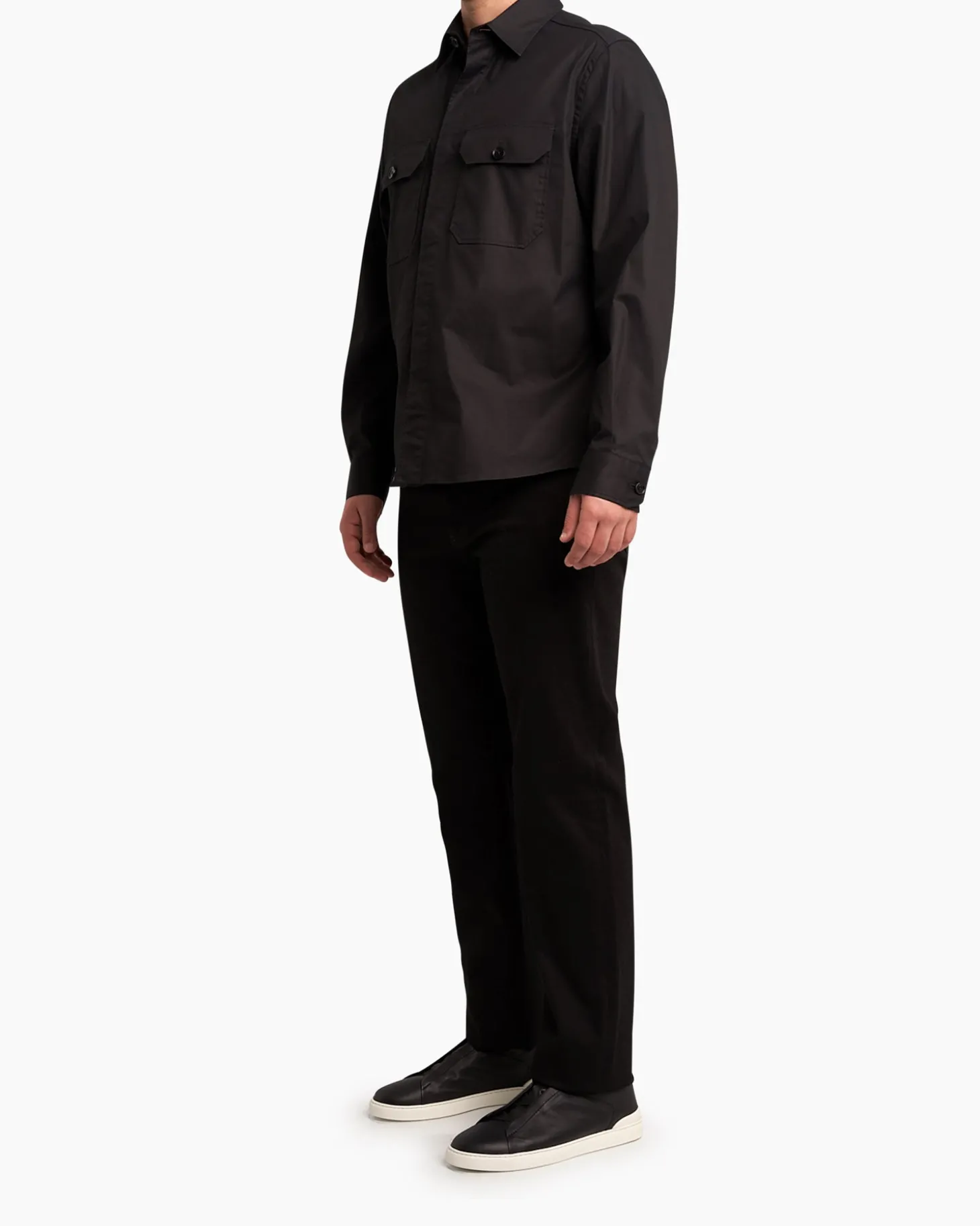 Black Rinse-Washed Cotton Roccia Jeans
