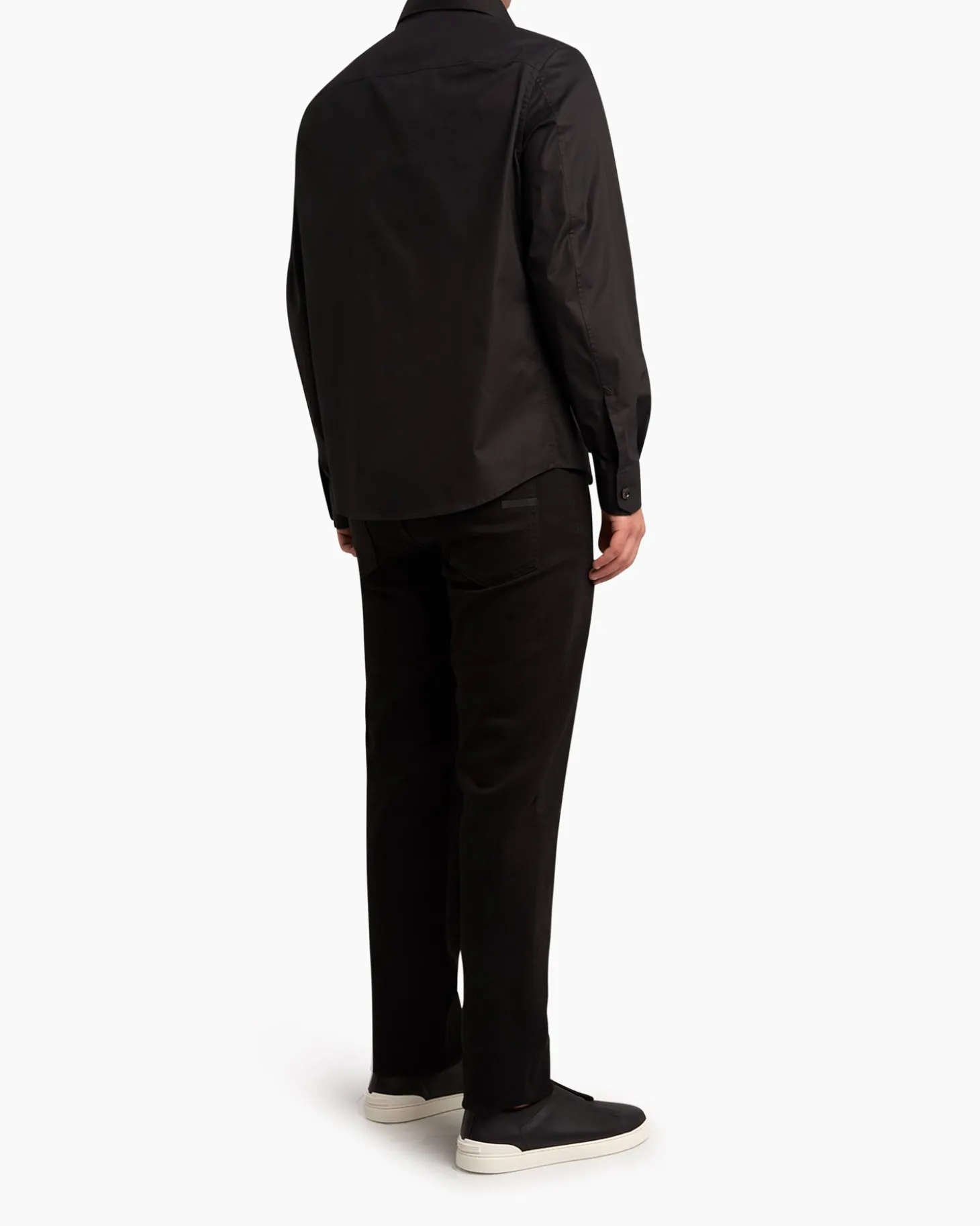 Black Rinse-Washed Cotton Roccia Jeans