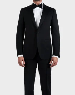 Black Superfine Wool Peak Lapel Dinner Suit