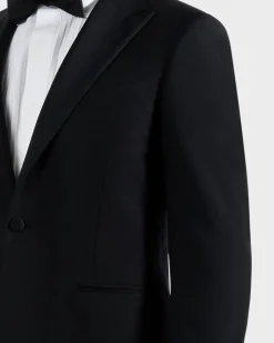 Black Superfine Wool Peak Lapel Dinner Suit