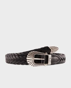 Black Treccia Woven Belt