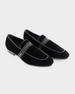 Black Velvet Lido Slip On Loafers