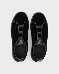Black Velvet Triple Stitch Sneakers