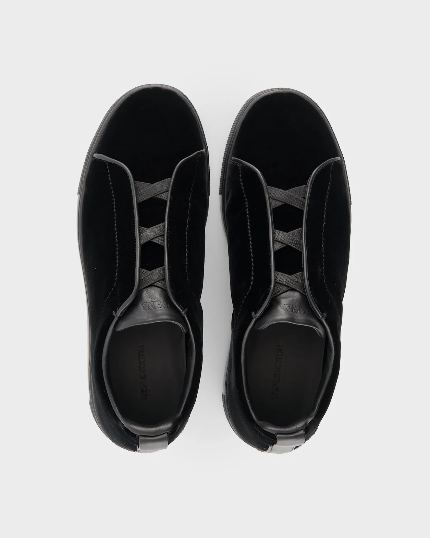 Black Velvet Triple Stitch Sneakers