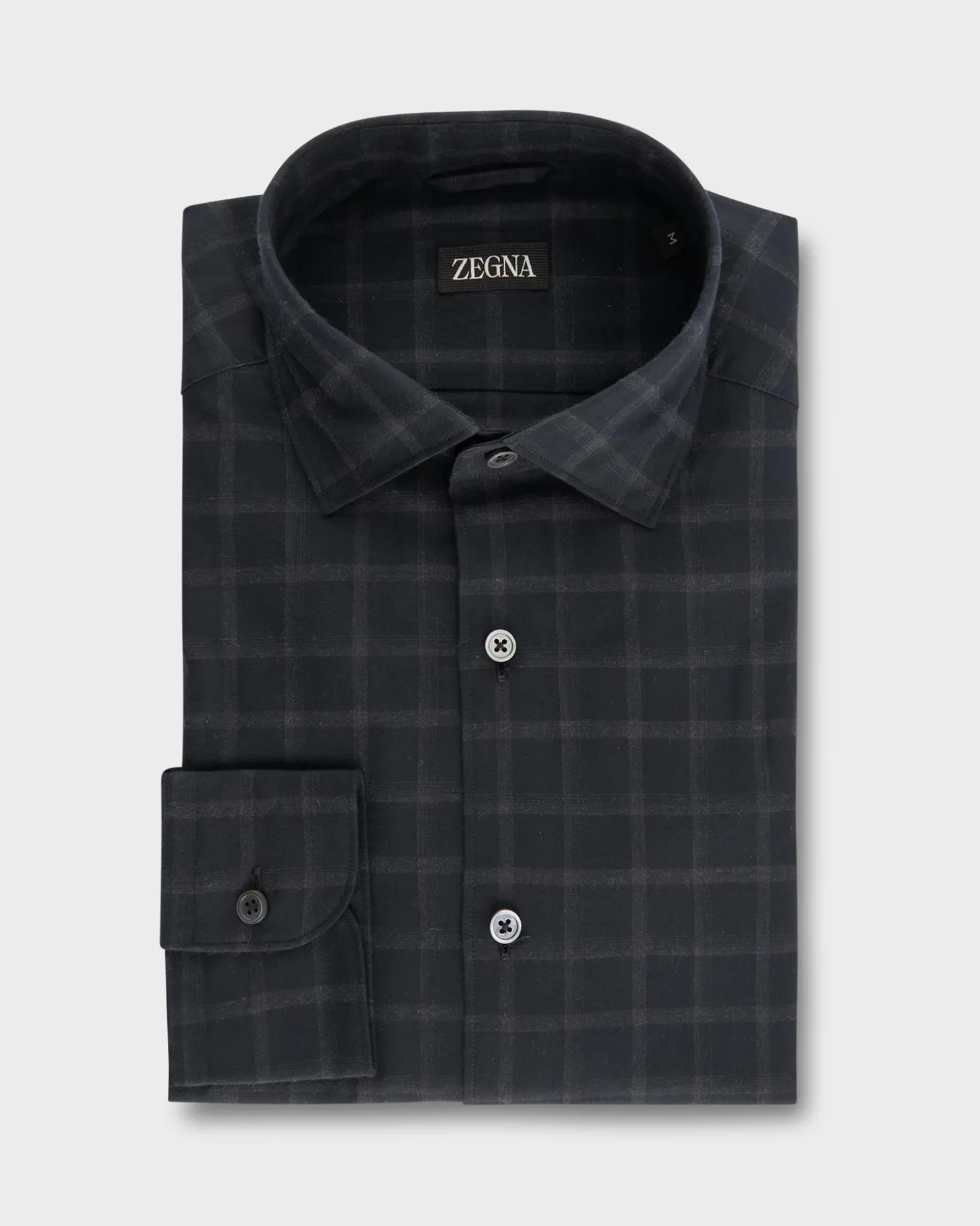 Black With Large Grey Check Cotton Shirt