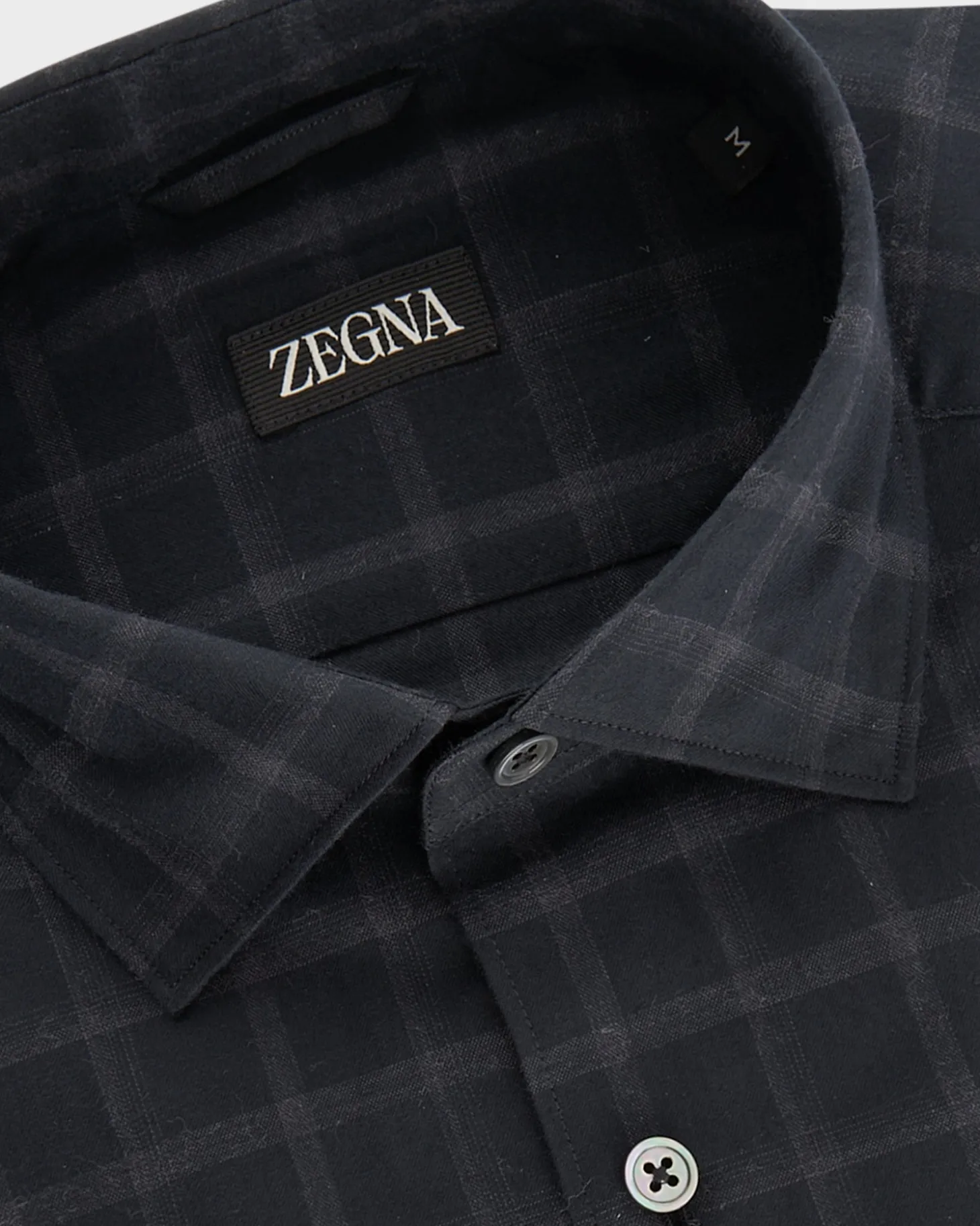 Black With Large Grey Check Cotton Shirt