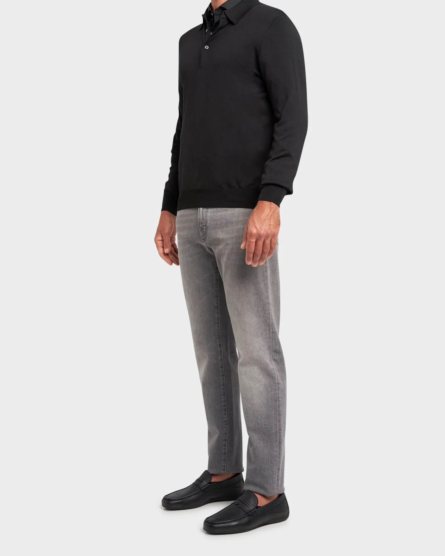 Black Wool Polo Knit Sweater