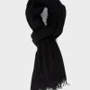 Black Wool Silk Cashmere Blend Scarf