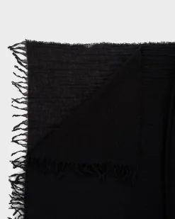Black Wool Silk Cashmere Blend Scarf