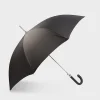 Black Woven Pattern Umbrella With Leather Handle