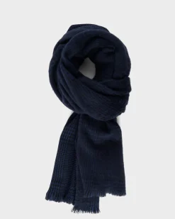 Blue And Black Houndstooth Wool Scarf