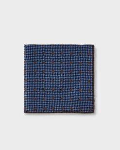 Blue And Brown Houndstooth Polkadot Pocket Square