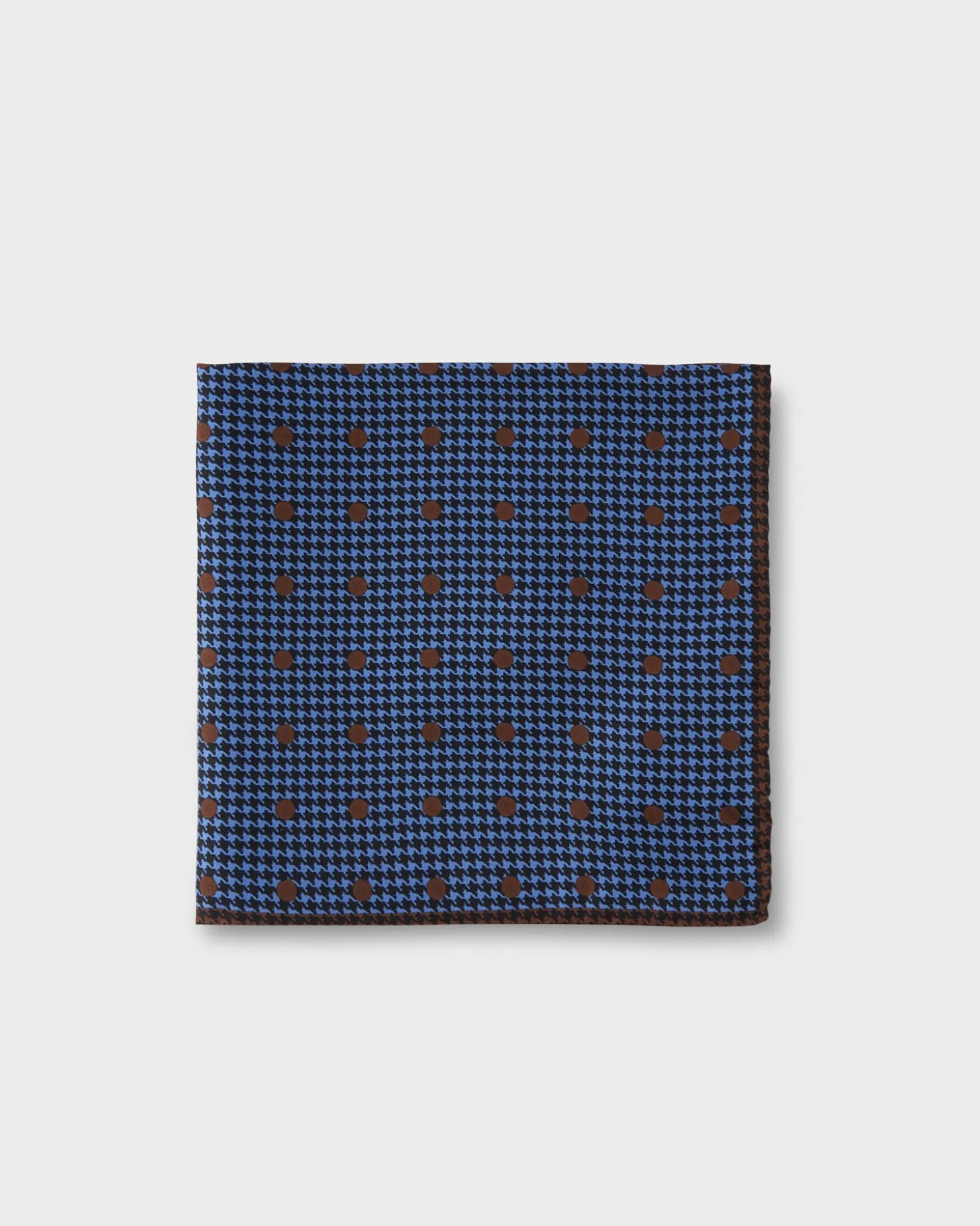 Blue And Brown Houndstooth Polkadot Pocket Square