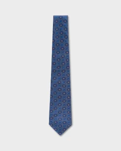 Blue And Gold Concentric Flower Tie