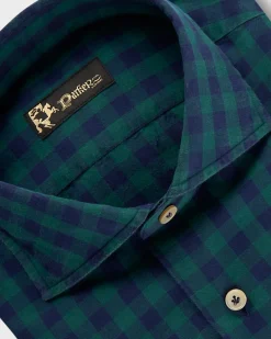 Blue And Green Cotton Flannel Check Shirt