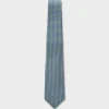 Blue And Lime Green Floral Print Silk Tie