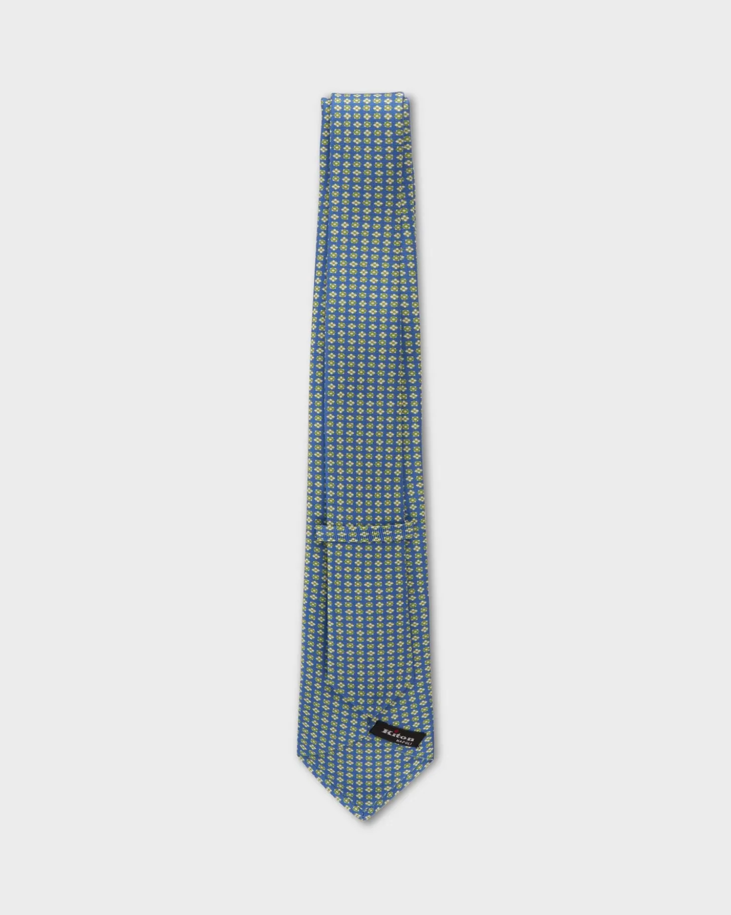 Blue And Lime Green Floral Print Silk Tie