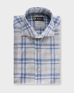 Blue And Oat Check Linen Shirt