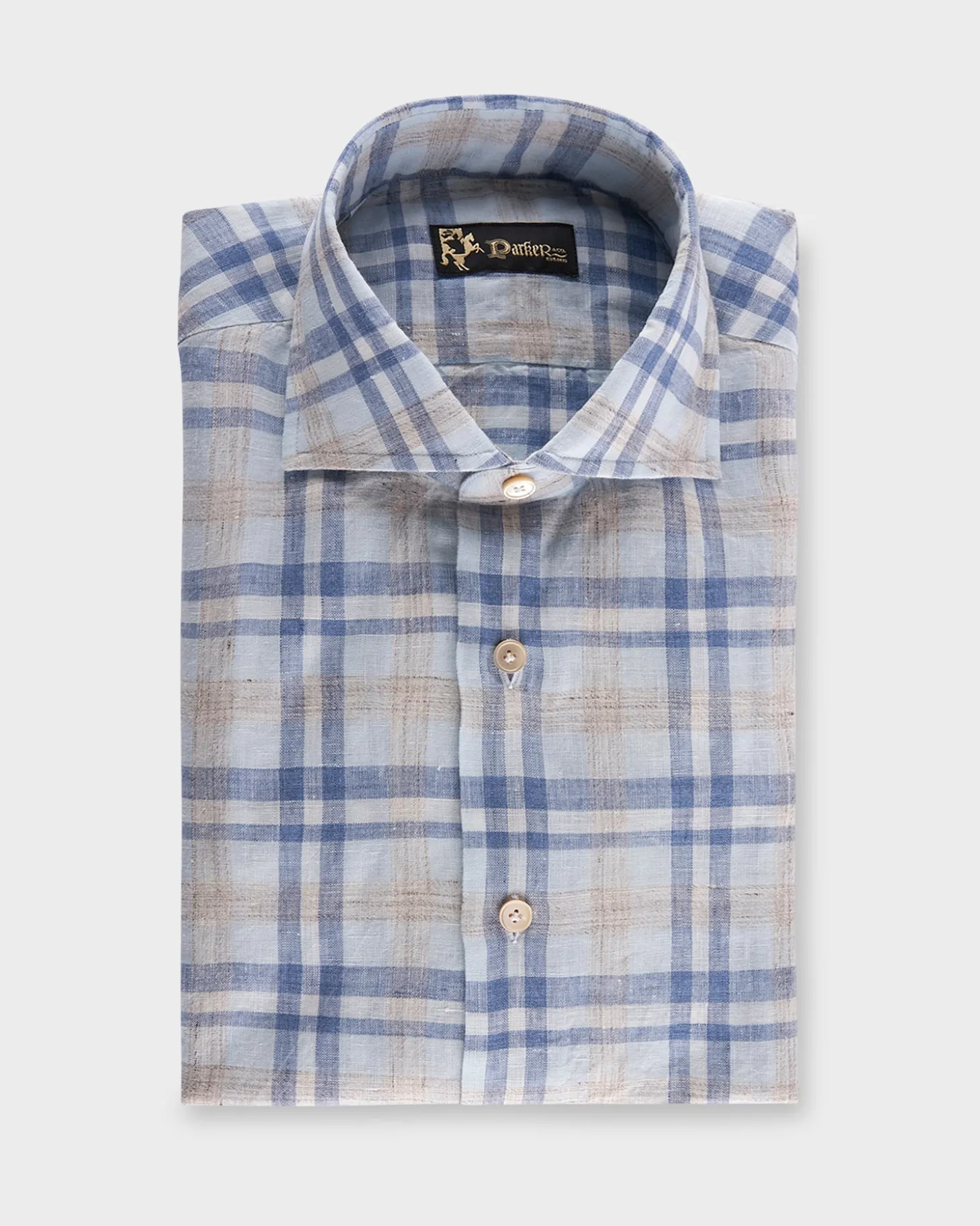 Blue And Oat Check Linen Shirt