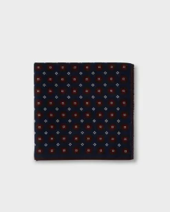 Blue And Red Pattern Wool Pocket Square