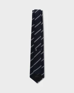 Blue And White Diagonal Stripe Tie