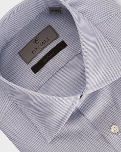 Blue And White Microtexture Exclusive Cotton Shirt