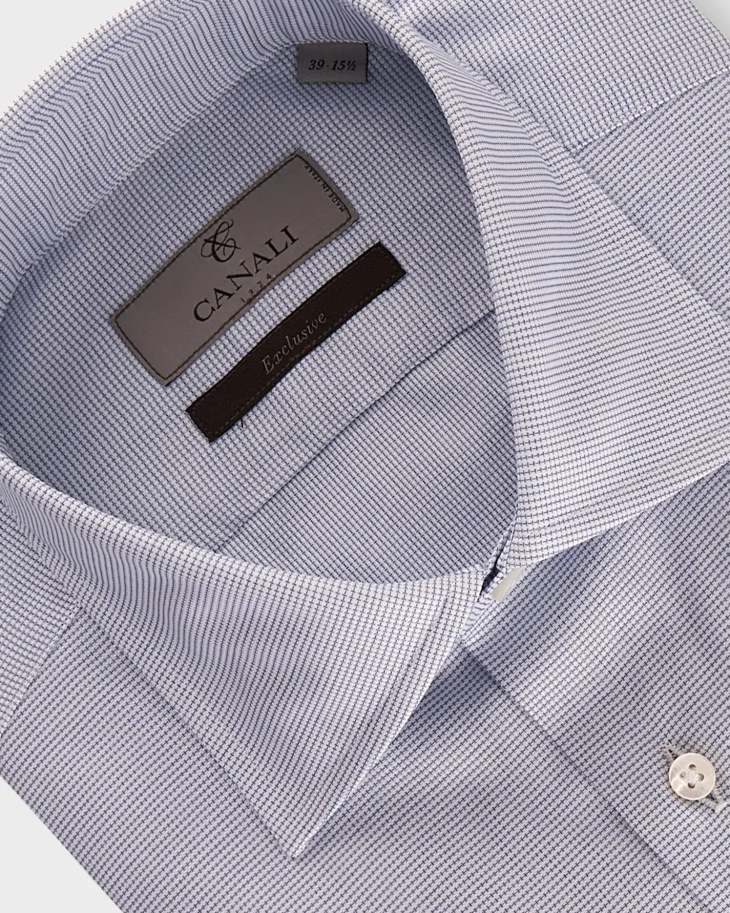 Blue And White Microtexture Exclusive Cotton Shirt