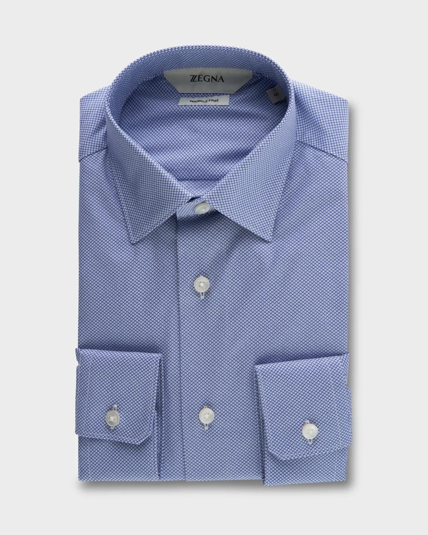 Blue And White Mini Pattern Cotton Shirt