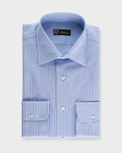 Blue And White Pinstripe Cotton Shirt