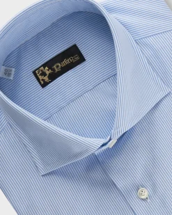 Blue And White Pinstripe Cotton Business Shirt