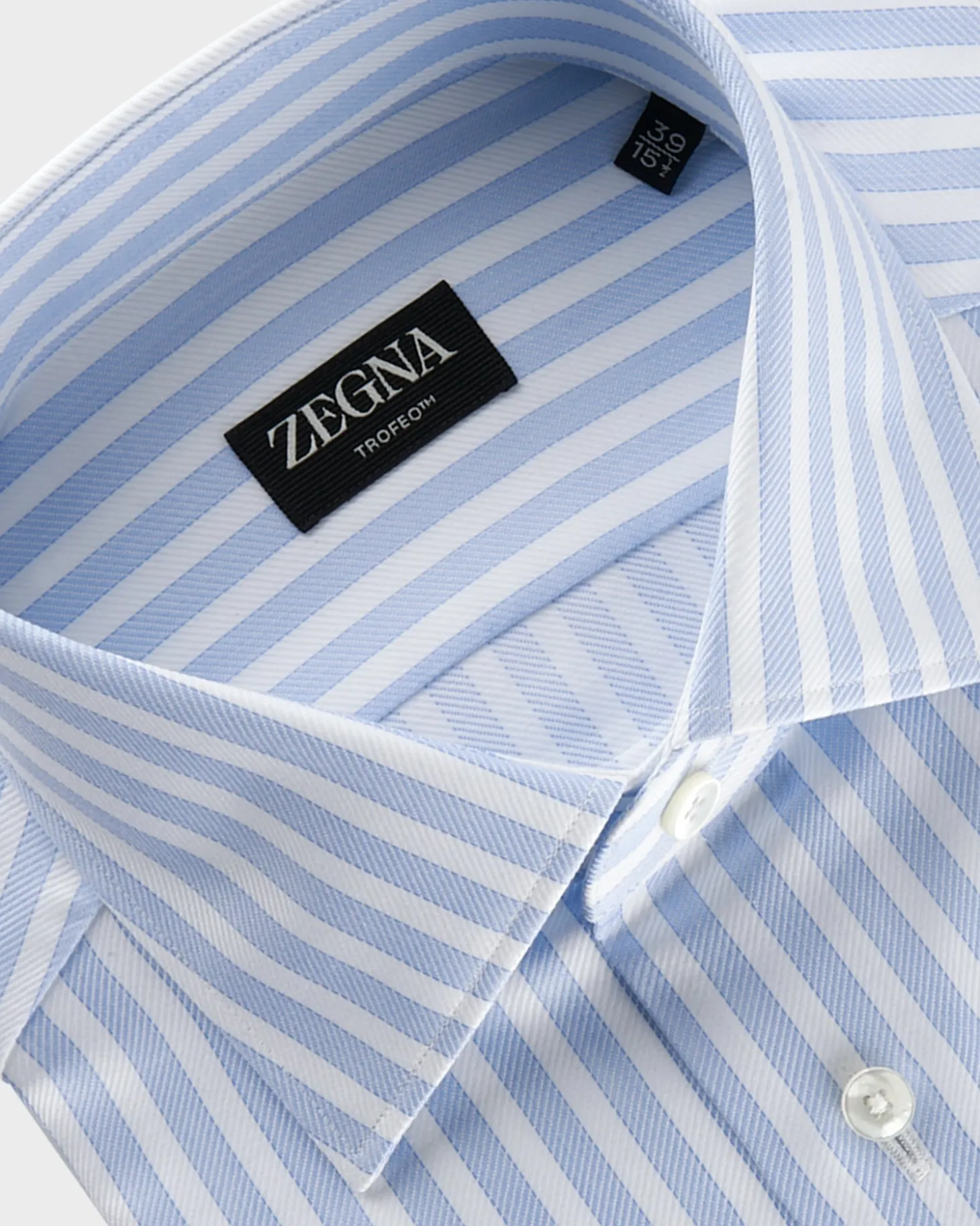 Blue And White Solid Stripe Trofeo Cotton Twill Shirt