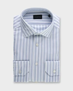 Blue And White Stripe Cotton Linen Milano Shirt