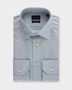 Blue And White Stripe Crossover Blend Shirt