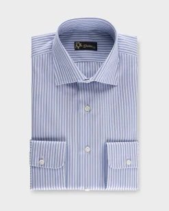 Blue And White Stripe Tailored Cotton Shirt