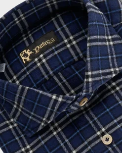 Blue Black And White Large Check Cotton Flannel Shirt