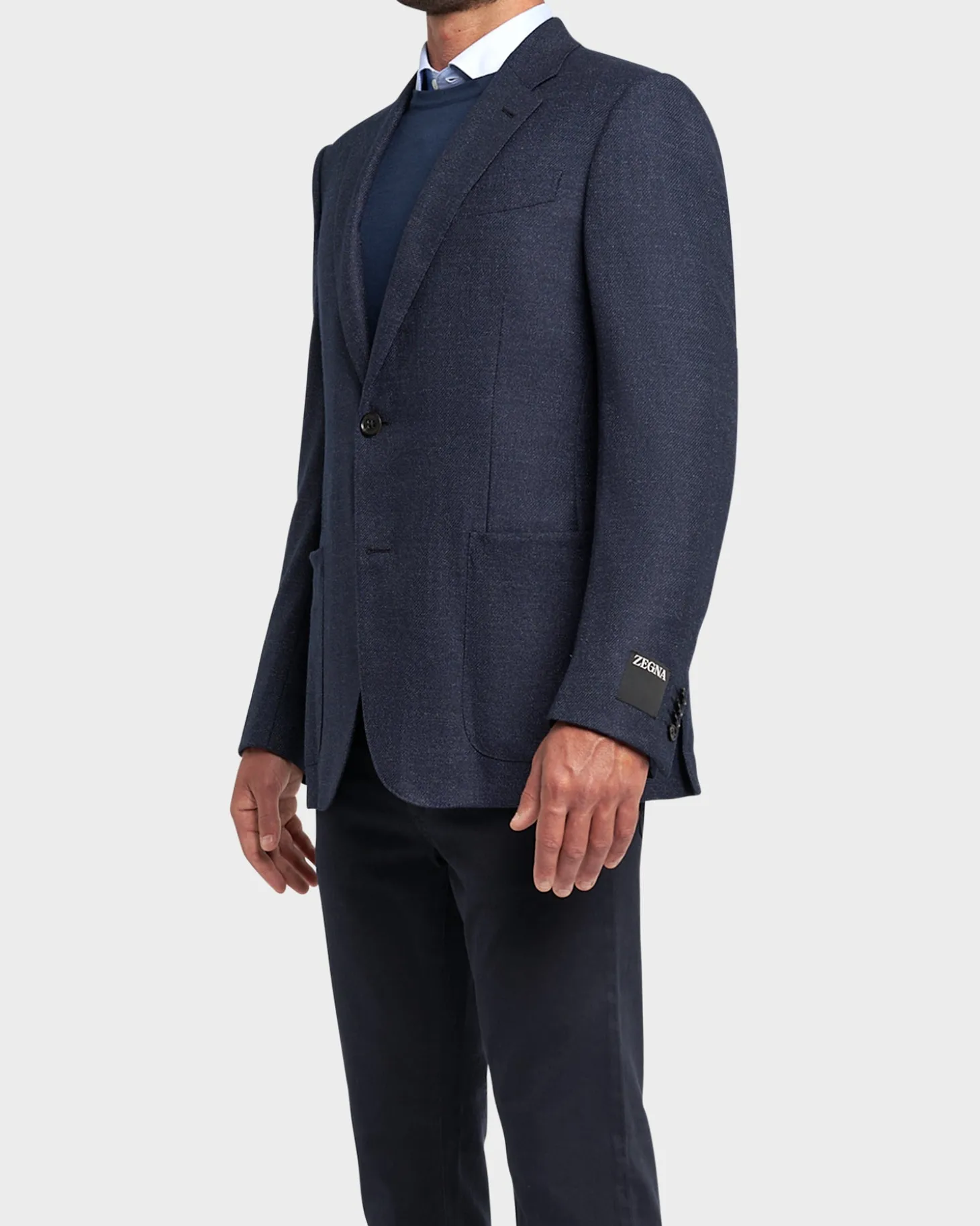 Blue Cavaliere Twill Tweed Finish Blazer