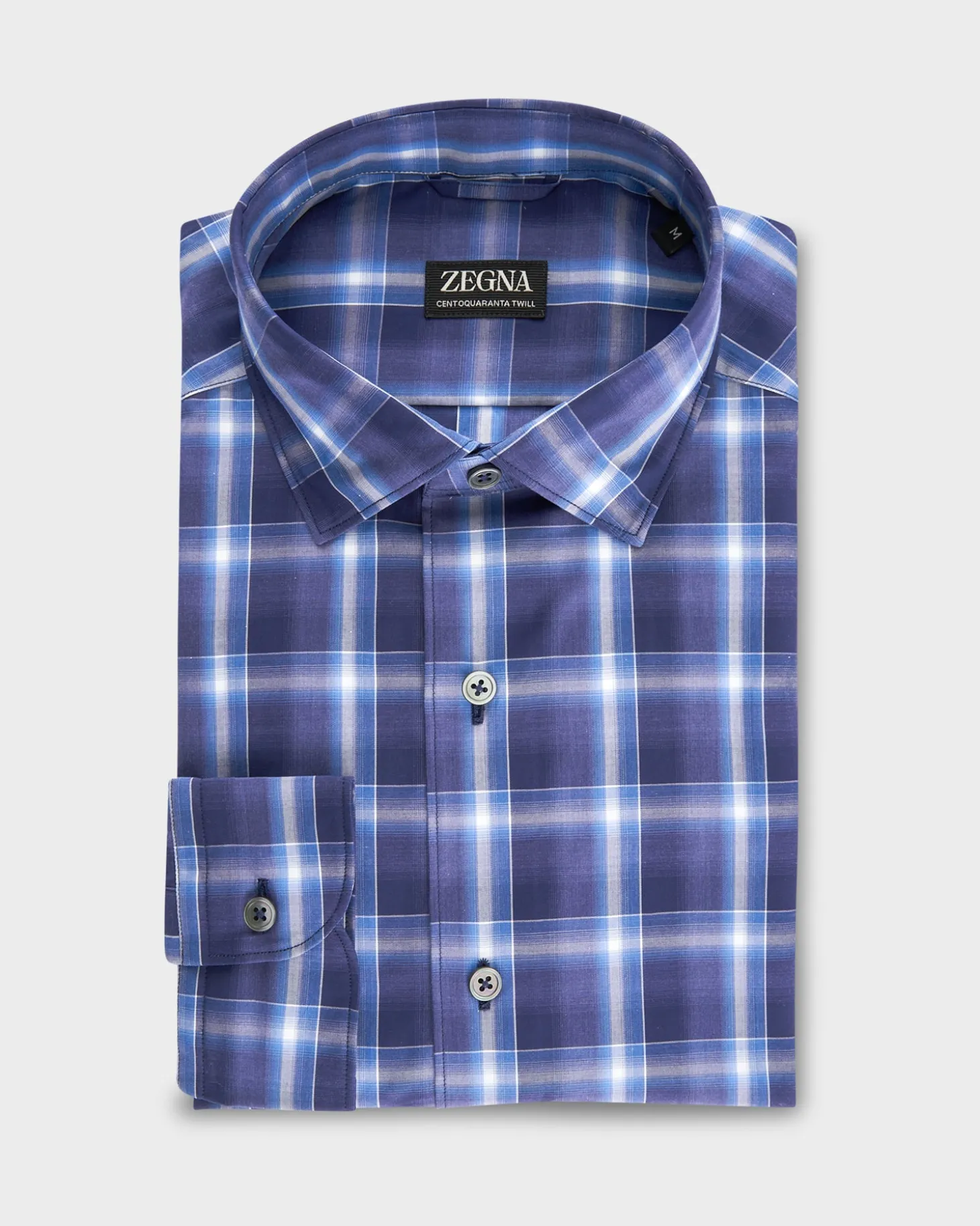 Blue Check Centoquatra Twill Cotton Shirt