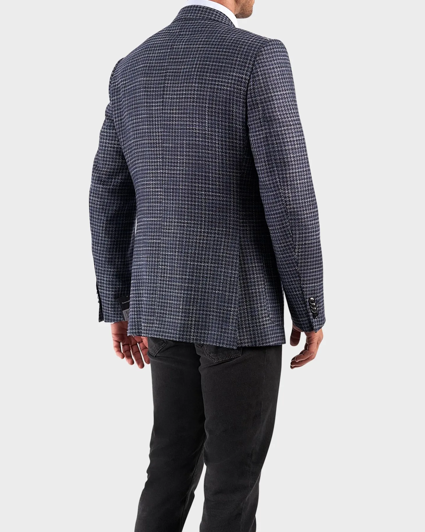 Blue Check Wool Silk Sports Jacket