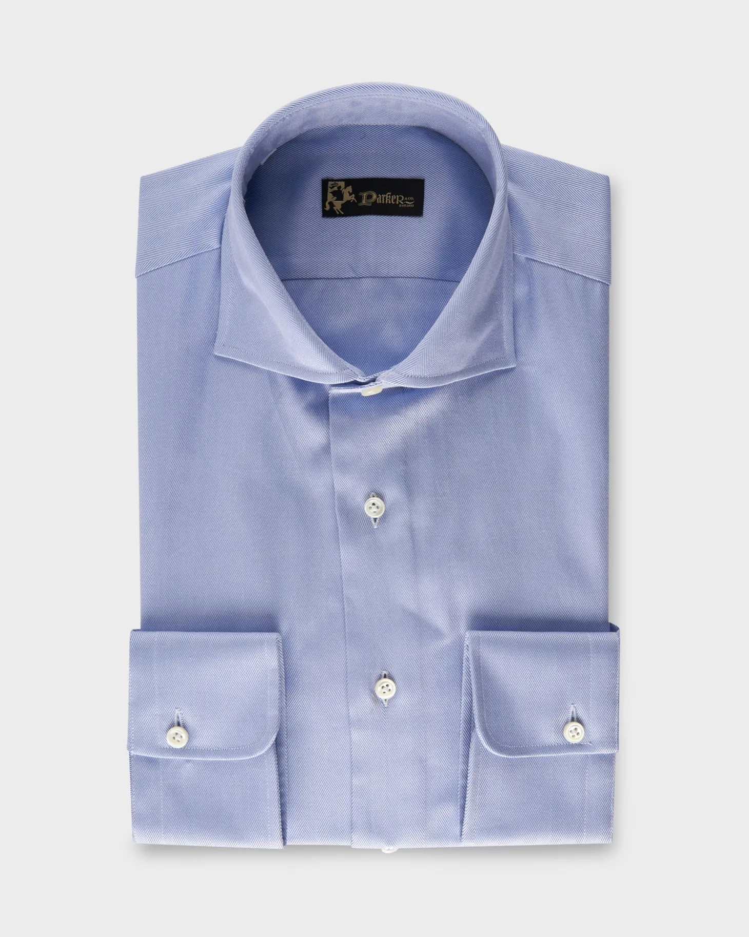 Blue Chevron Weave Cotton Business Shirt