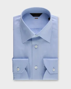Blue Chevron Weave Sea Island Cotton Shirt