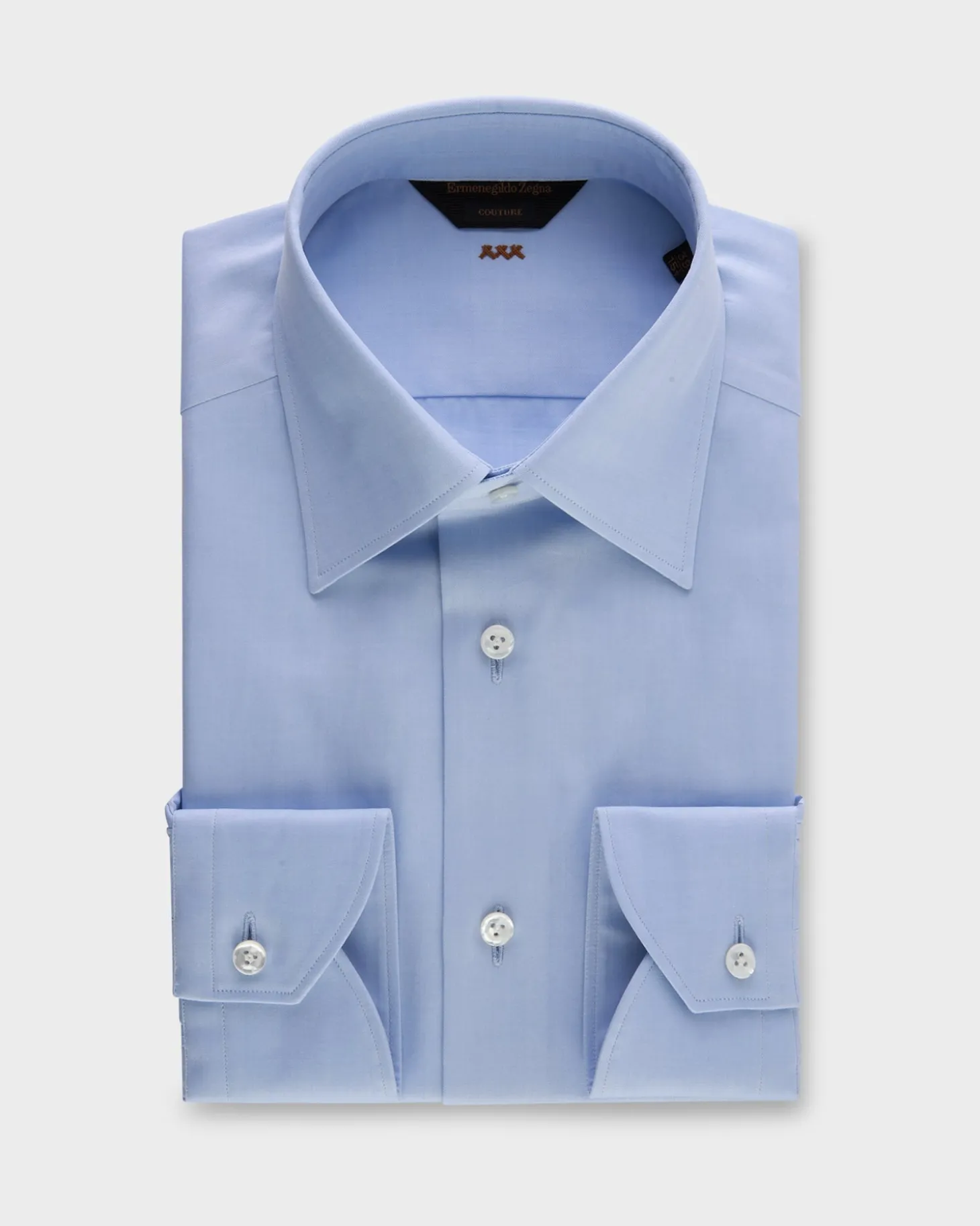 Blue Chevron Weave Sea Island Cotton Shirt