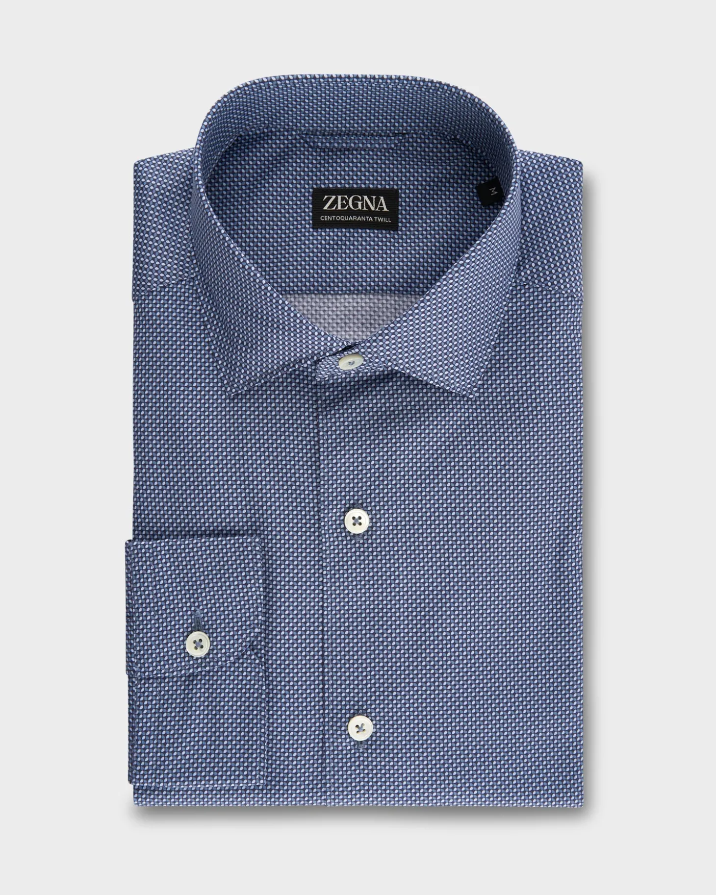 Blue Circular Pattern Centoquatra Twill Shirt