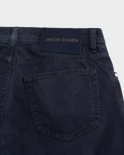 Blue Cotton And Silk Lux Slim Fit Jeans