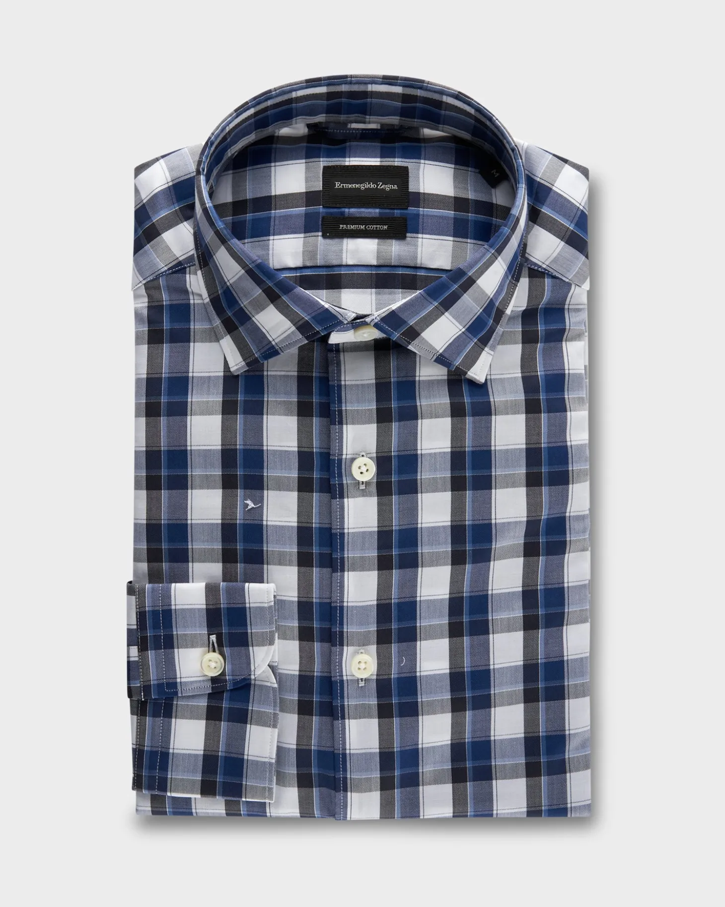 Blue Cotton Check Shirt