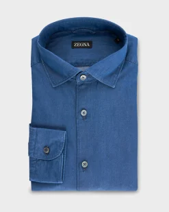 Blue Cotton Denim Shirt