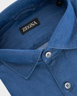 Blue Cotton Denim Shirt