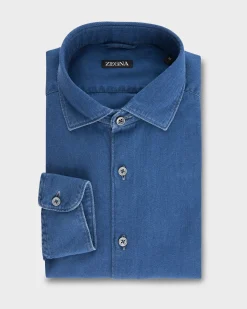 Blue Cotton Denim Shirt