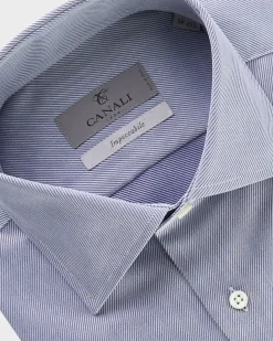 Blue Diagonal Pinstripe Impeccabile Modern Fit Shirt